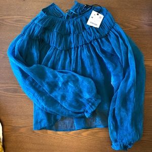 Zara Shimmery Blue Blouse